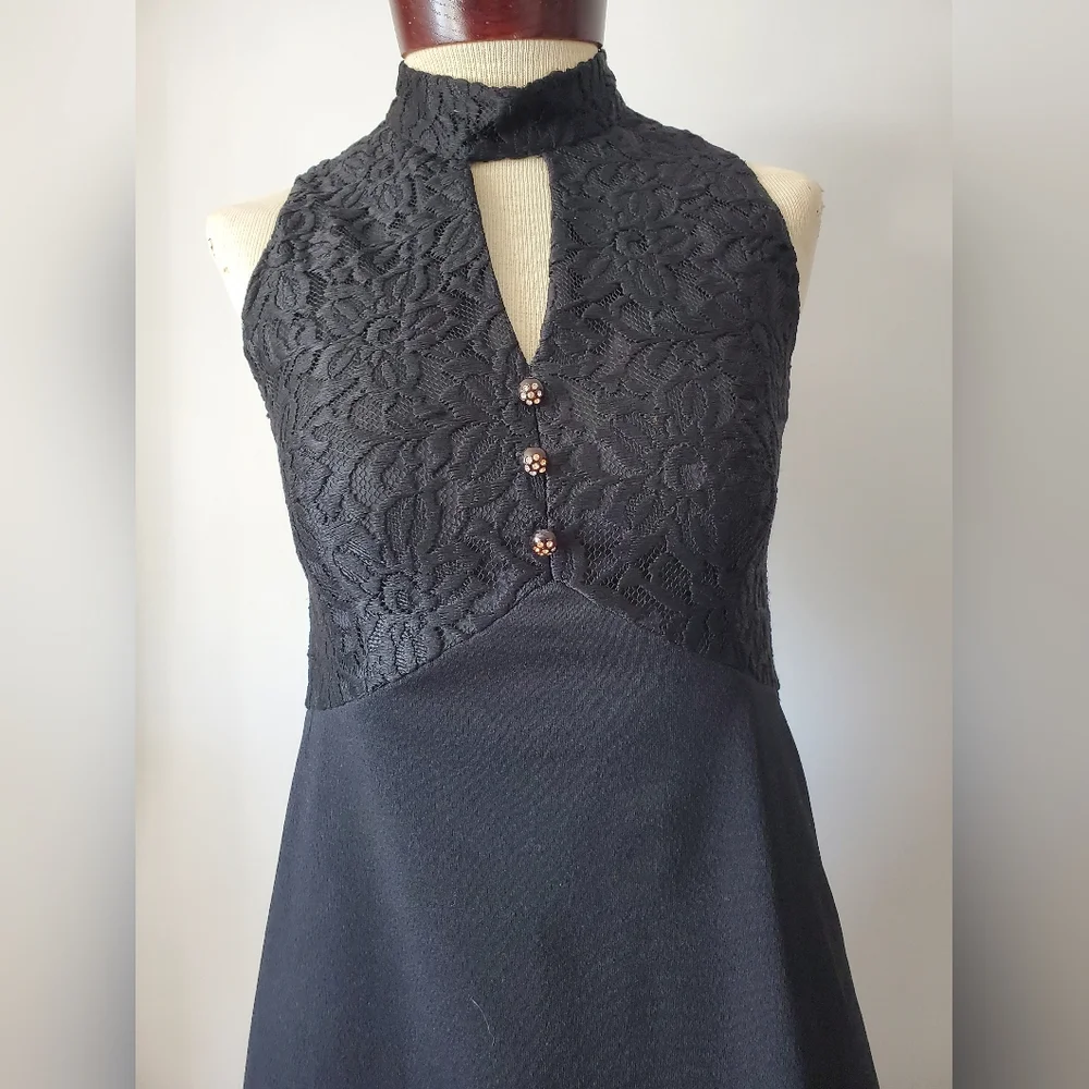 Vintage 70s Career miss by Carla Jane maxi tuxedo style dress. Size 2 - Picture 3 of 12